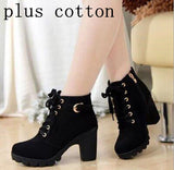 EFFGT 2017 New Autumn Winter Women Boots High Quality Solid Lace-up European Ladies shoes PU Leather Fashion Boots Free Shipping