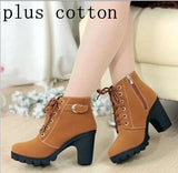 EFFGT 2017 New Autumn Winter Women Boots High Quality Solid Lace-up European Ladies shoes PU Leather Fashion Boots Free Shipping